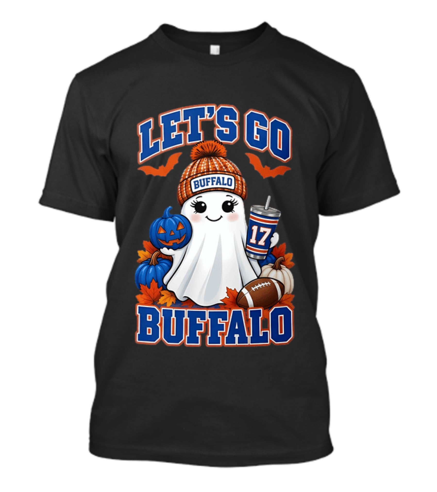 Let's Go Buffalo Halloween Ghost Football Festive Pumpkins 2026 T-Shirt