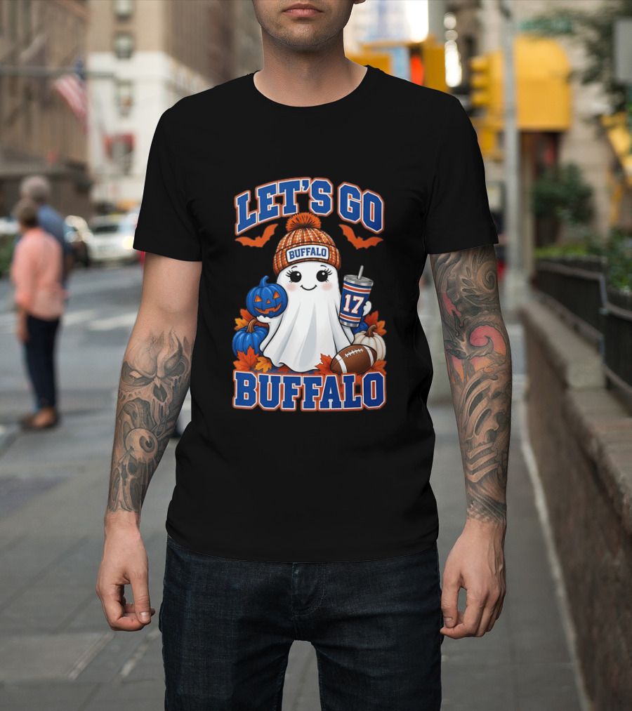 Let's Go Buffalo Halloween Ghost Football Festive Pumpkins 2026 T-Shirt