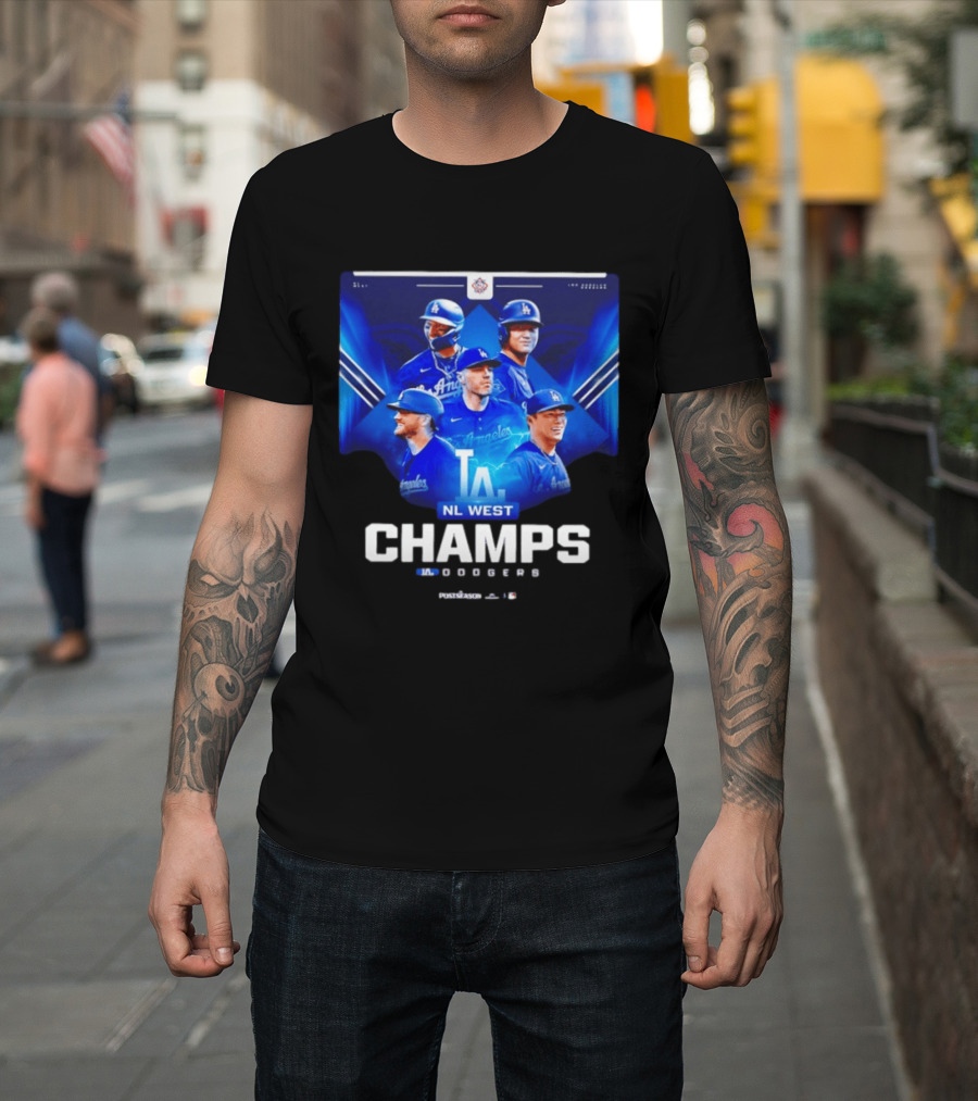 Los Angeles Dodgers NL West Champs 2026 Postseason Player Collage T-Shirt