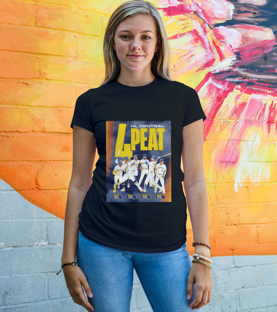 Milwaukee Brewers 4 Peat NL Central Champs 2023 2026 Players Edition T-Shirt