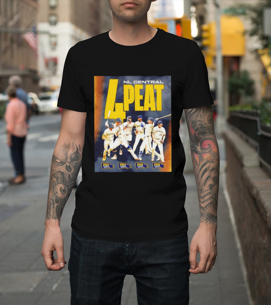 Milwaukee Brewers 4 Peat NL Central Champs 2023 2026 Players Edition T-Shirt