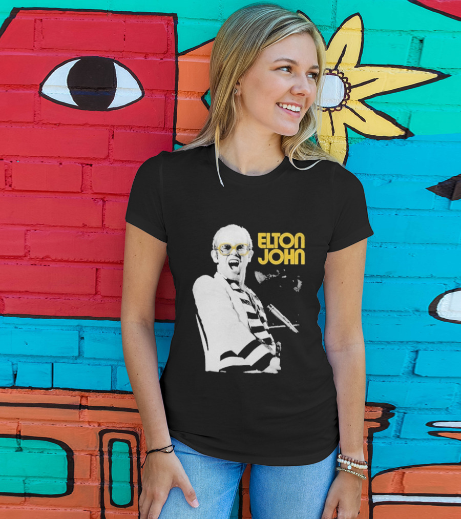 Elton John Classic Concert Series Iconic Glasses And Microphone T-Shirt