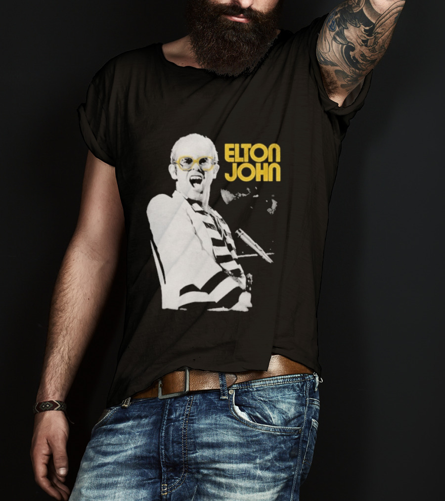 Elton John Classic Concert Series Iconic Glasses And Microphone T-Shirt