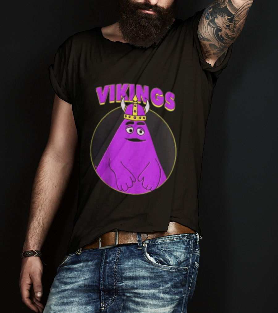 Vikings Purple Character With Horned Helmet T-Shirt