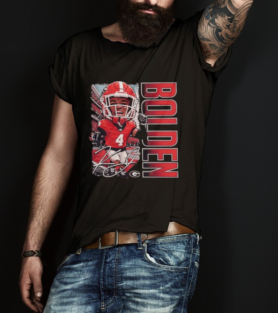 Georgia Bulldogs Football KJ Bolden No 4 Bobble Head Caricature T-Shirt