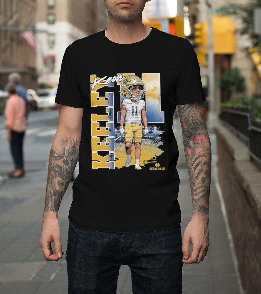 Notre Dame Fighting Irish Keon Keeley No 11 NCAA Football Caricature T-Shirt