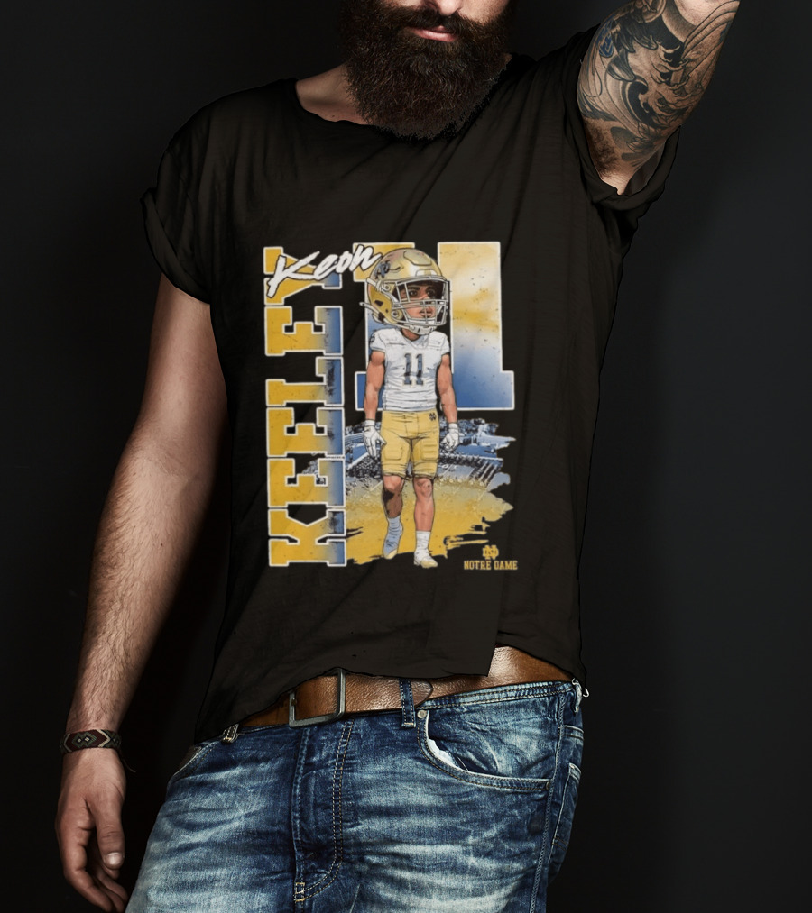 Notre Dame Fighting Irish Keon Keeley No 11 NCAA Football Caricature T-Shirt
