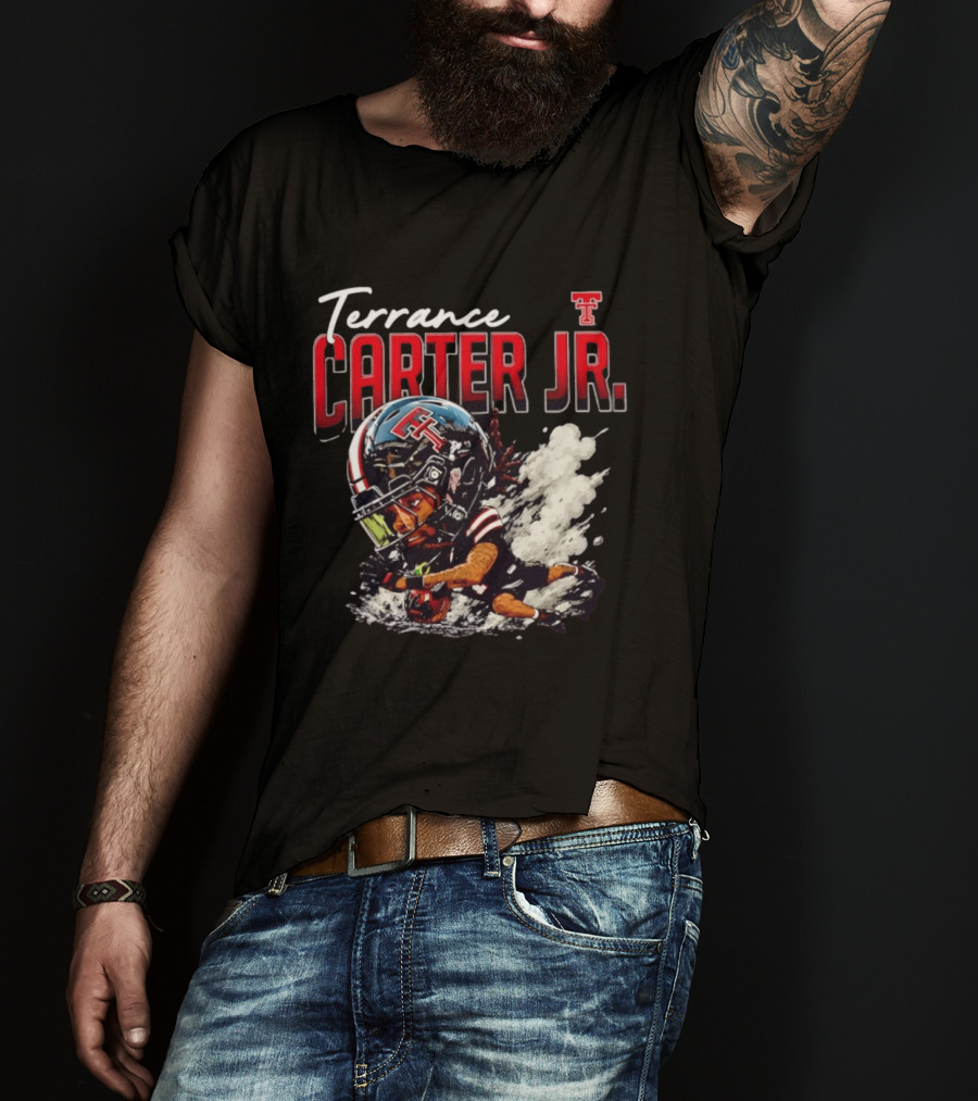 Terrance Carter Jr Texas Tech Red Raiders NCAA Football Bobblehead Caricature T-Shirt