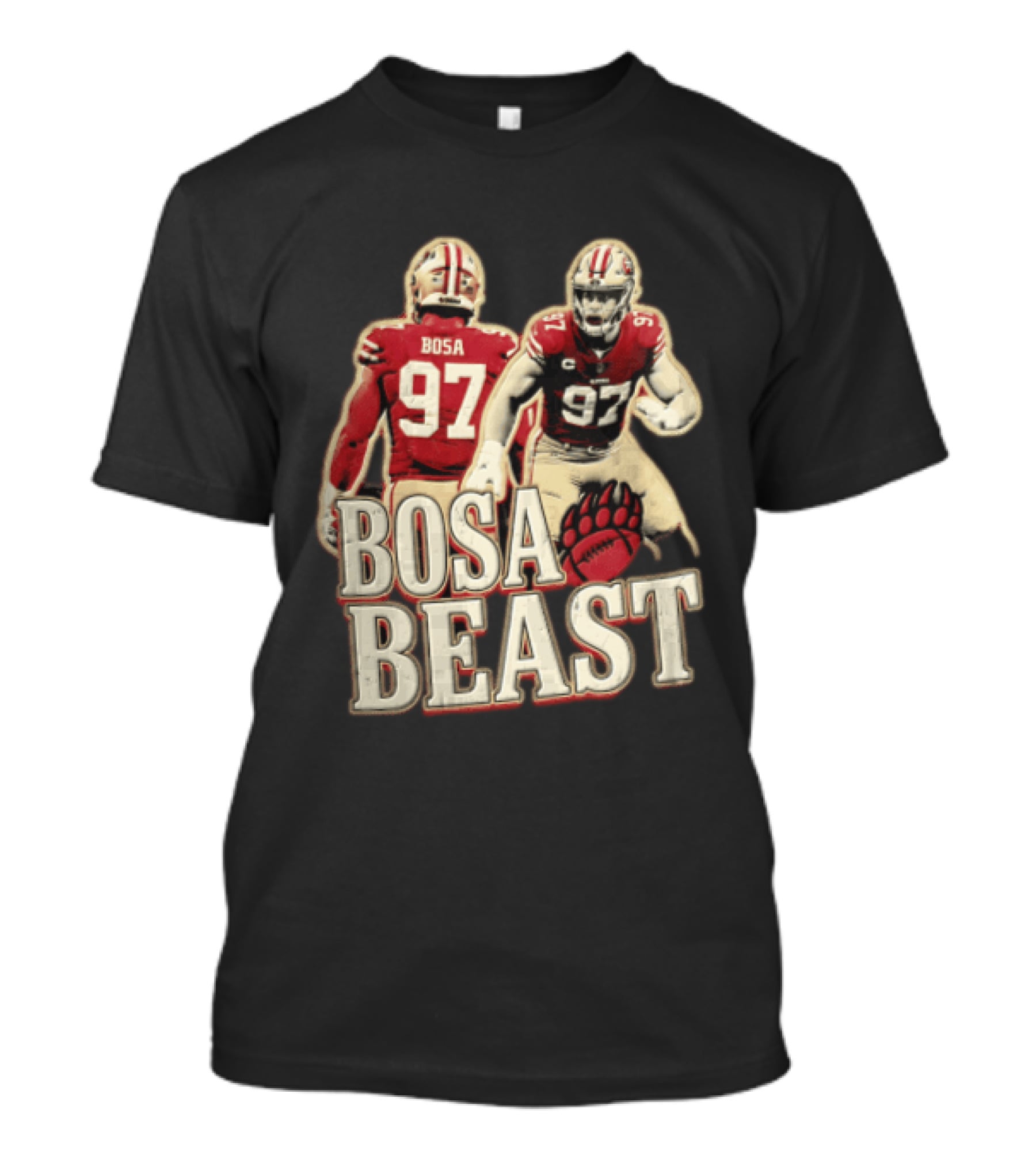 San Francisco 49ers Nick Bosa Beast Bear Claw Football Player 97 T-Shirt