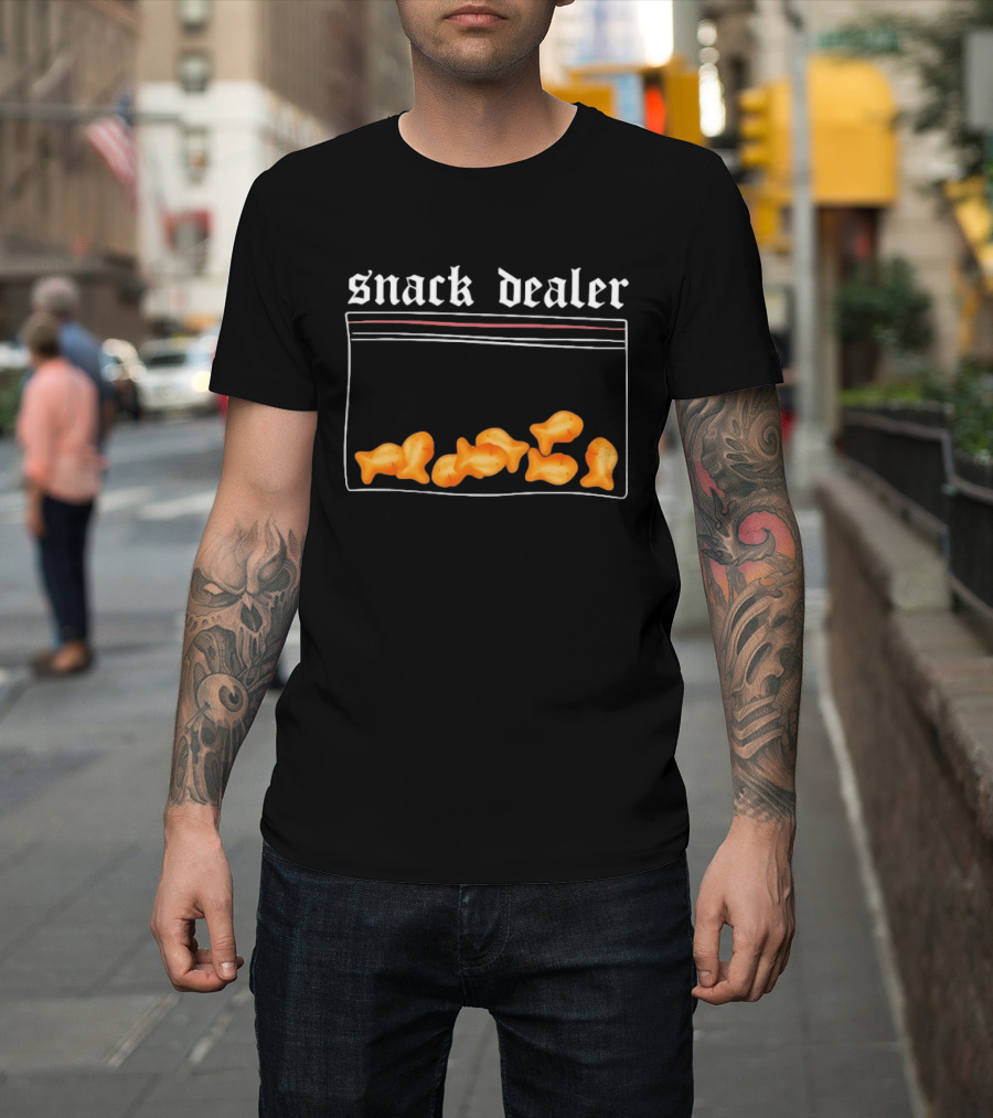 Snack Dealer Fish Crackers Pack Ziploc Bag T-Shirt