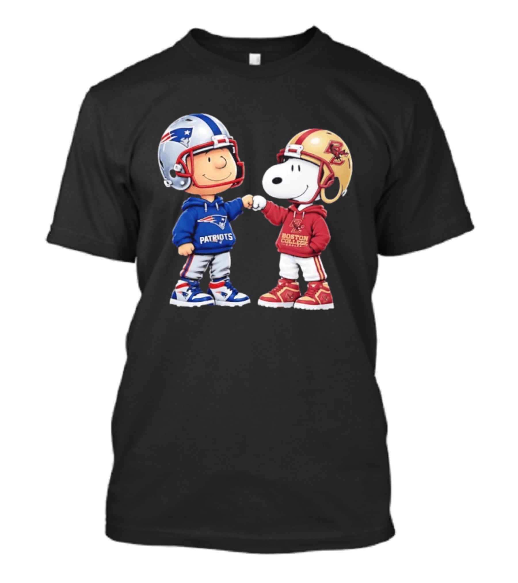 Snoopy Charlie Brown Patriots Boston College Eagles Fist Bump T-Shirt