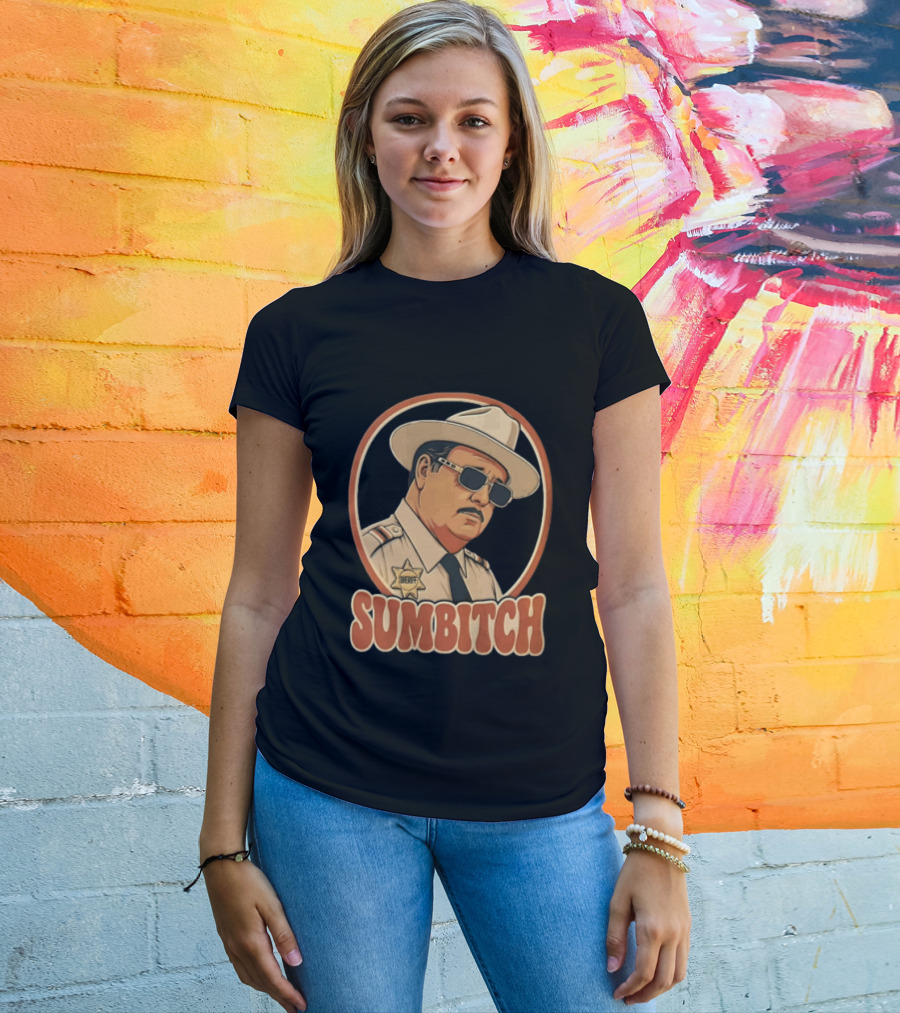 Sumbitch Sheriff Sunglasses Hat Cartoon T-Shirt