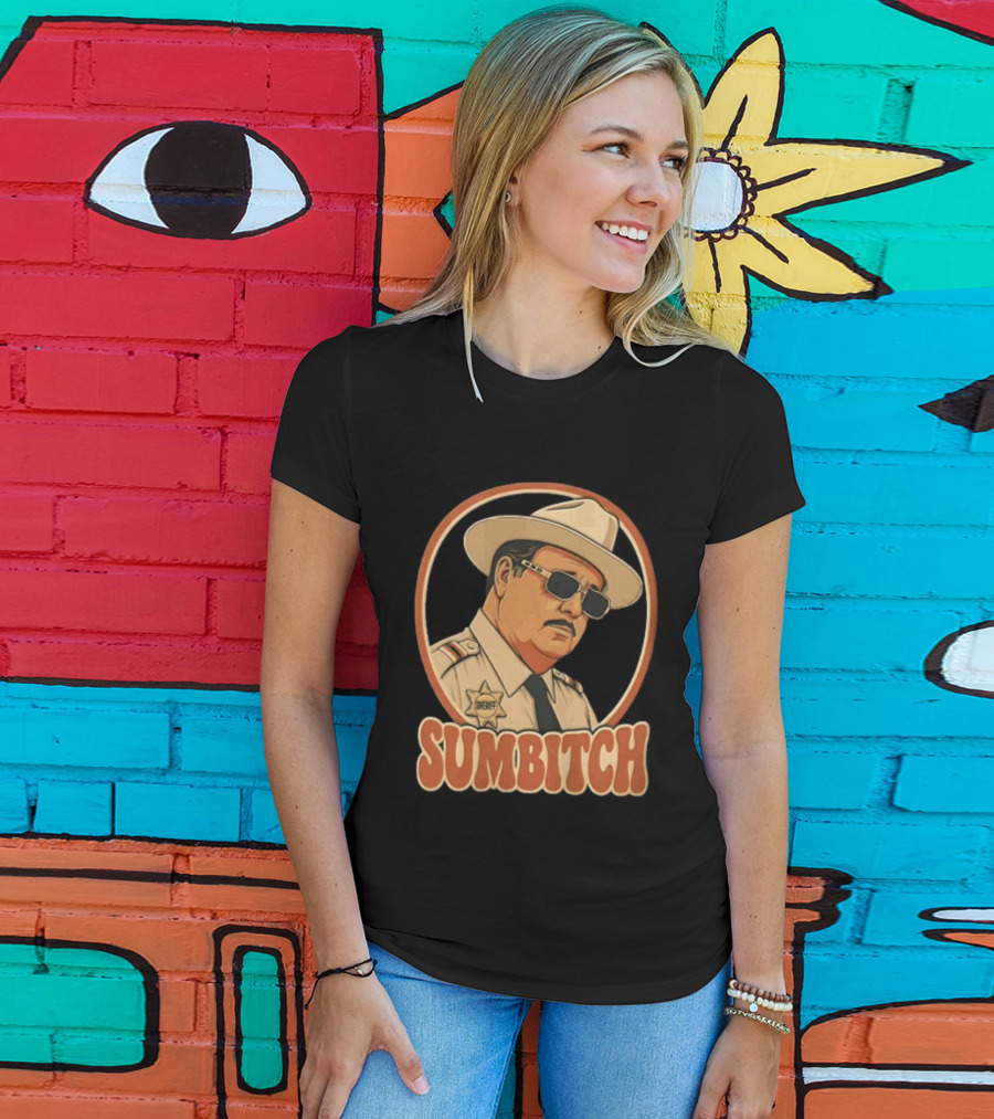 Sumbitch Sheriff Sunglasses Hat Cartoon T-Shirt