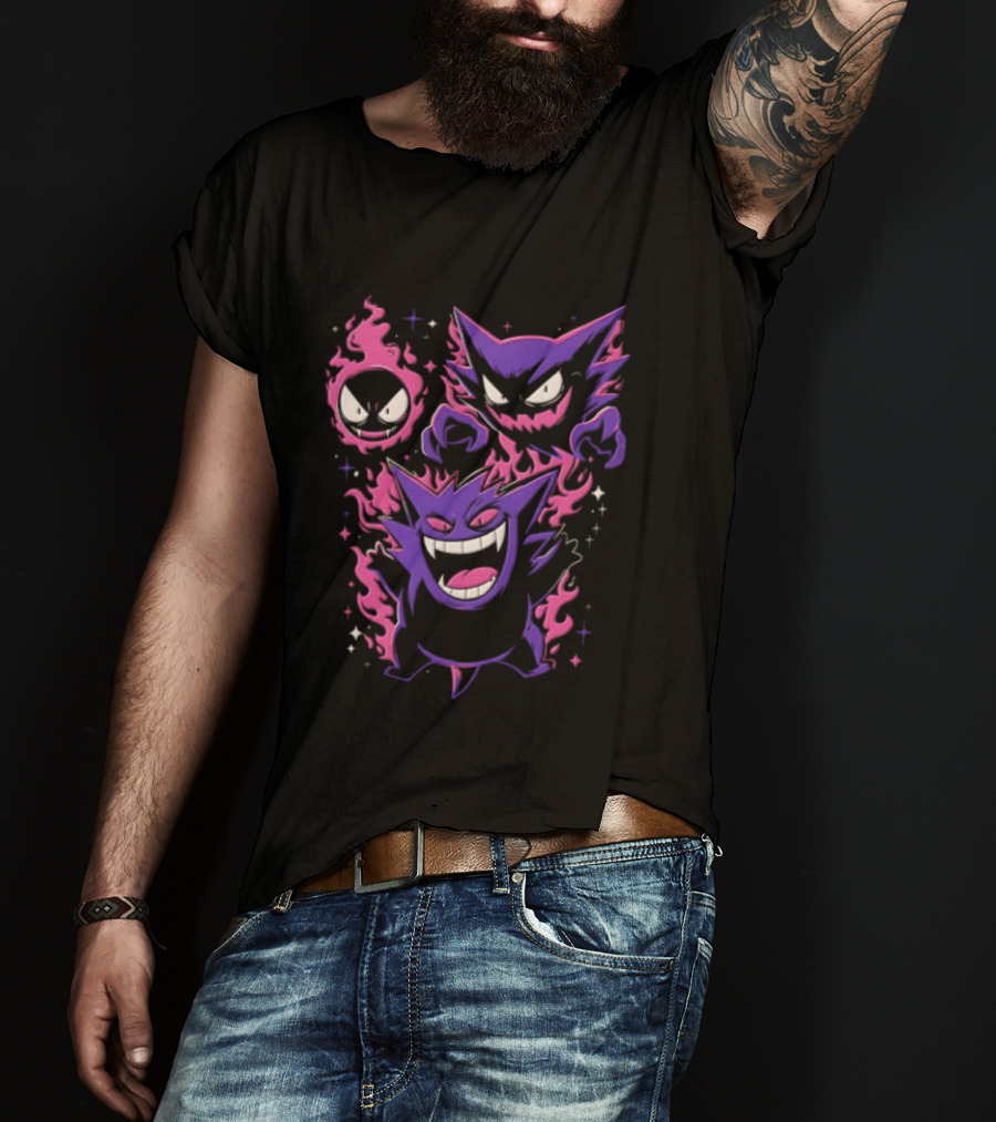 Terror Gang Gengar Haunter Gastly Pokemon Flame T-Shirt