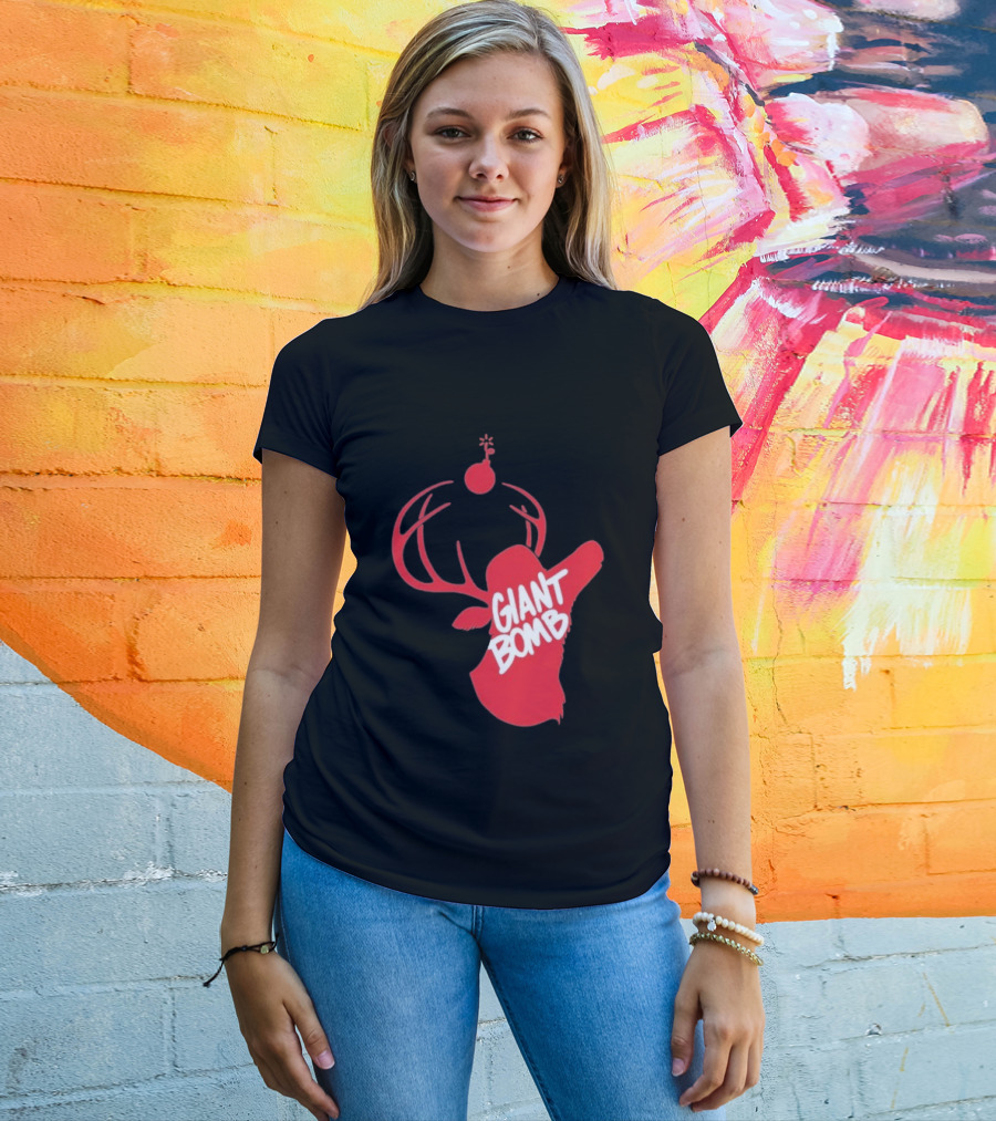 Giant Bomb Red Deer Antlers With Bomb T-Shirt