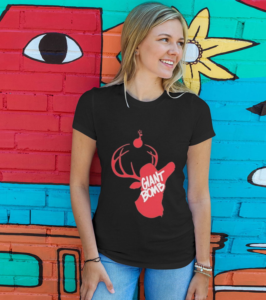 Giant Bomb Red Deer Antlers With Bomb T-Shirt