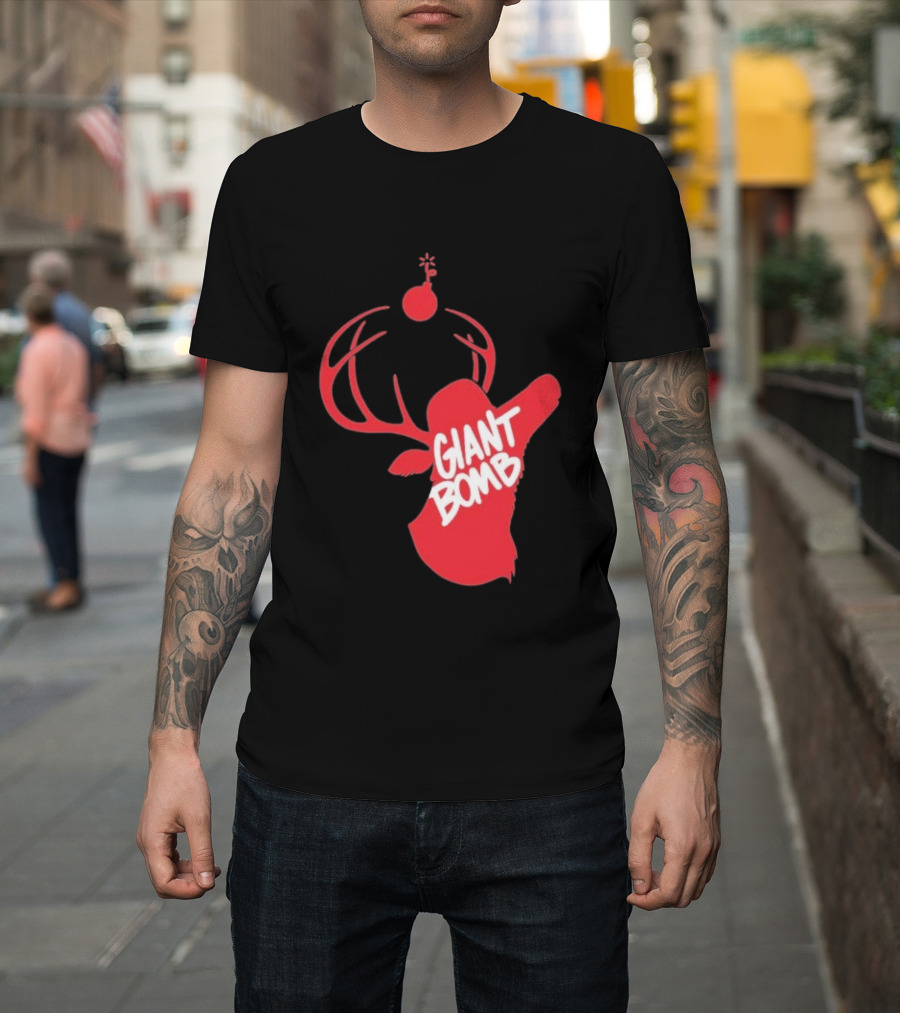 Giant Bomb Red Deer Antlers With Bomb T-Shirt