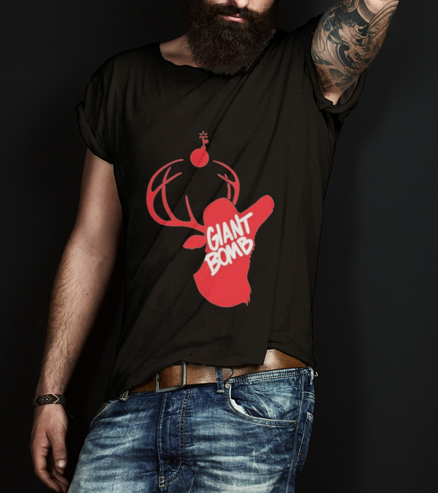 Giant Bomb Red Deer Antlers With Bomb T-Shirt