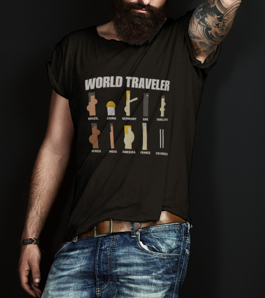 World Traveler Israel China Germany USA Holland Africa India France Japan Colombia T-Shirt