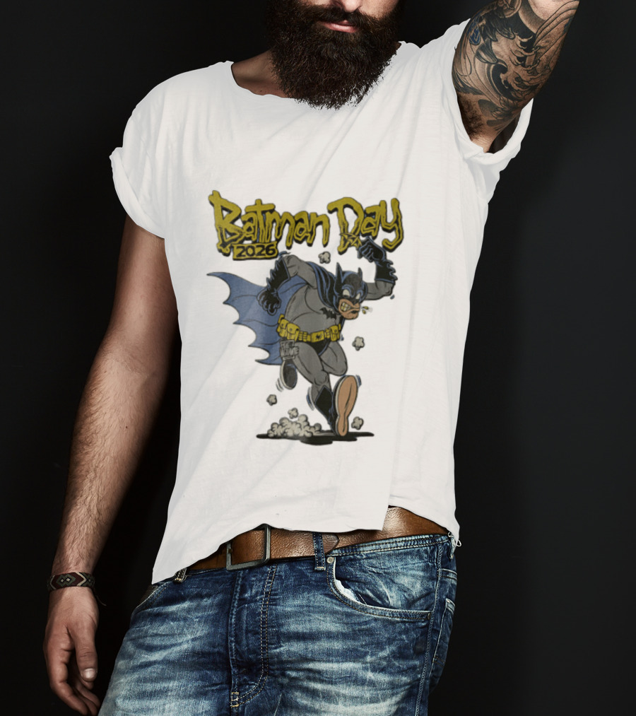 Batman Day 2026 Cartoon Running With Batarang T-Shirt