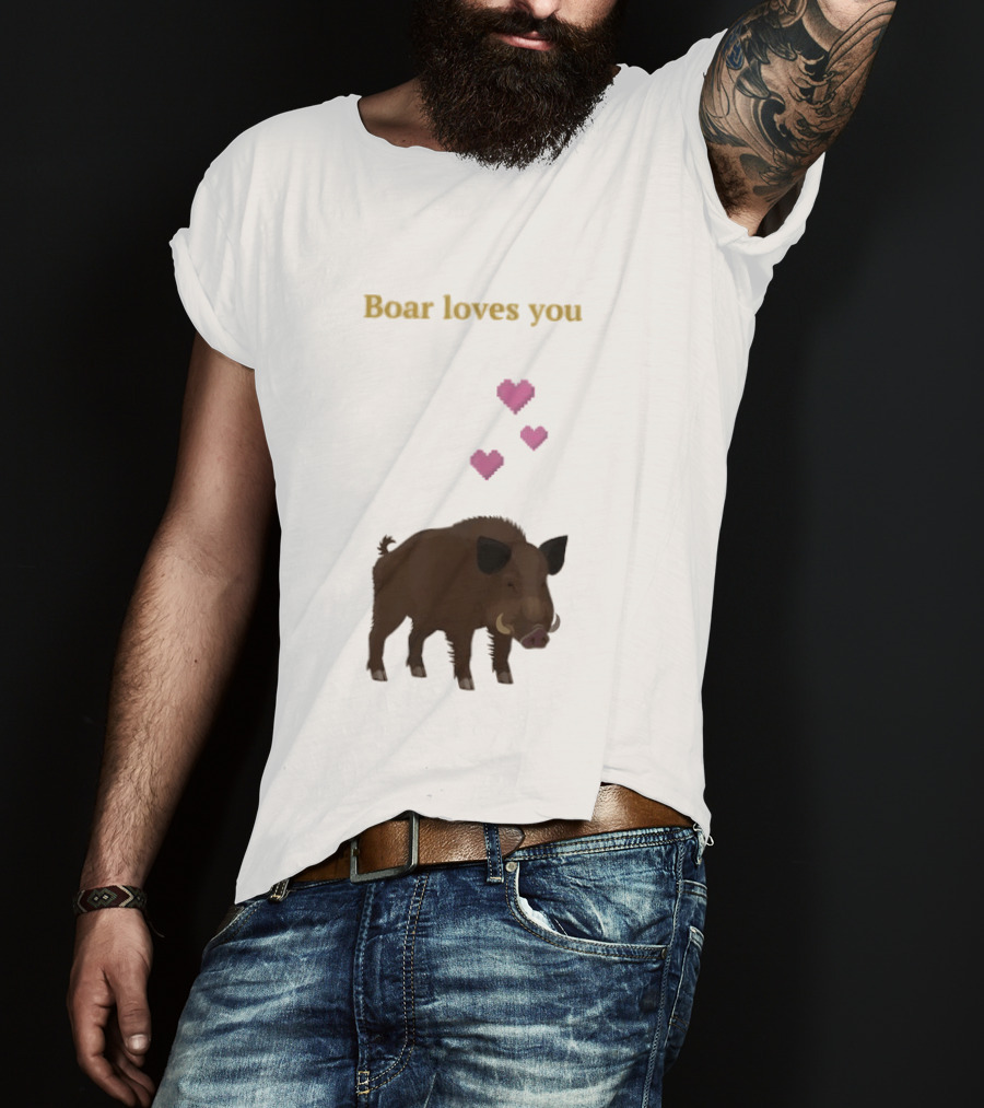 Boar Loves You With Pink Hearts T-Shirt
