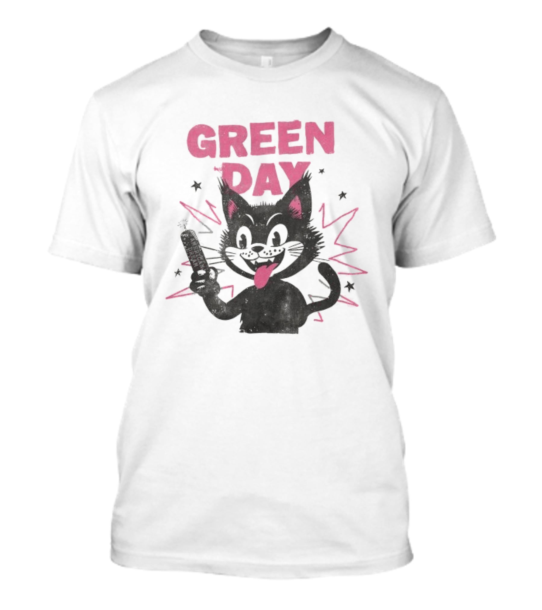 Green Day American Dream Dynamite Cat With Cartoon Dynamite T-Shirt