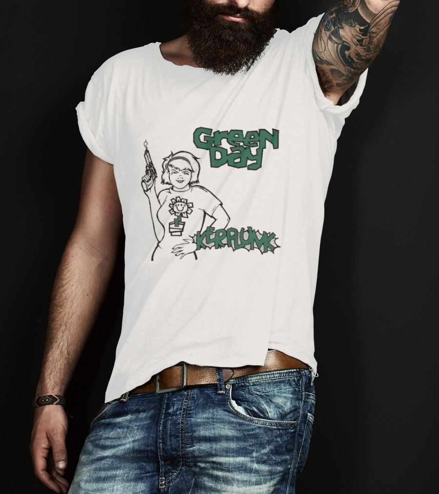 Green Day Kerplunk Vintage Character Holding Flower Pot T-Shirt