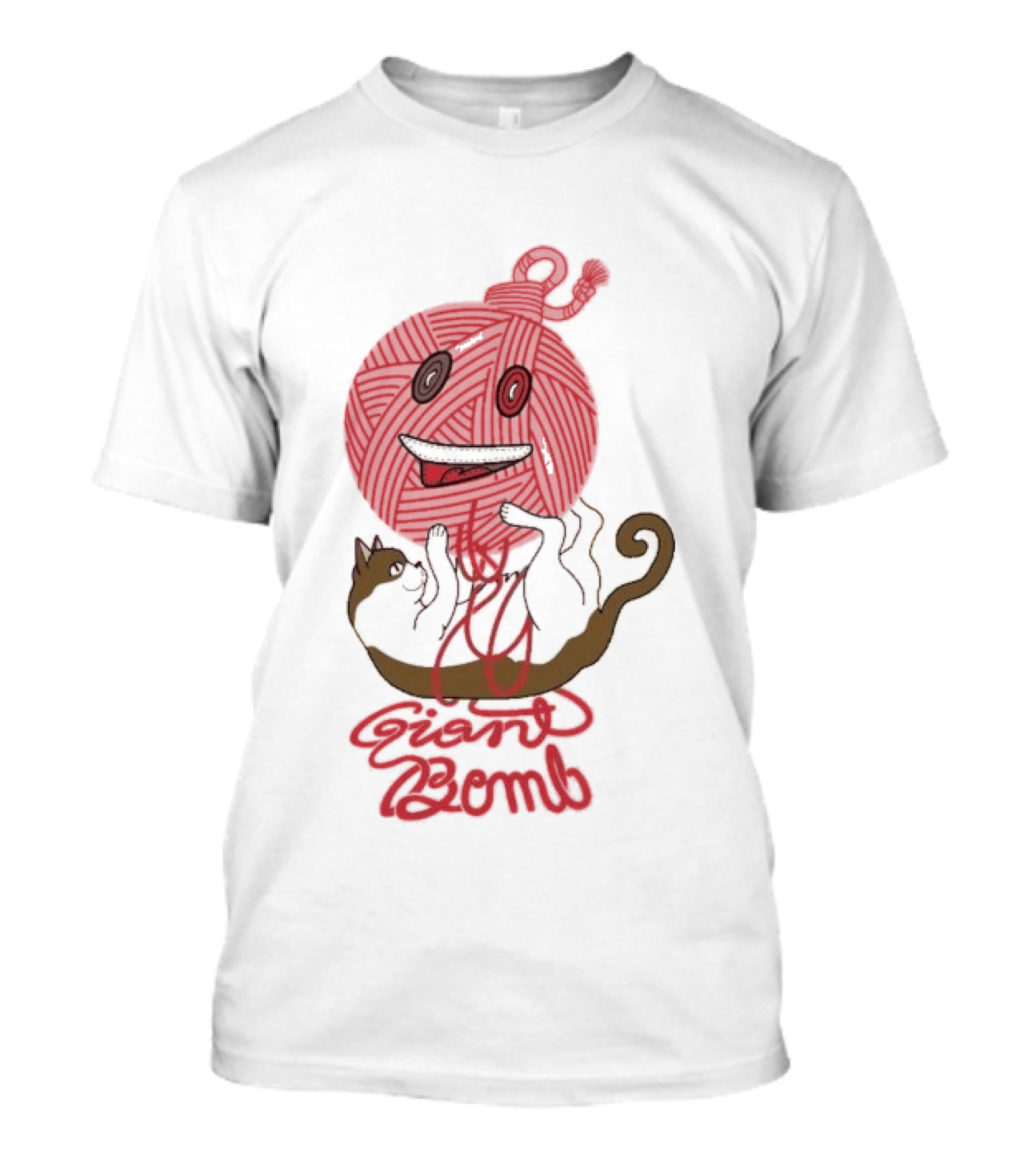 Giant Bomb Cat Monster Red Yarn Ball T-Shirt