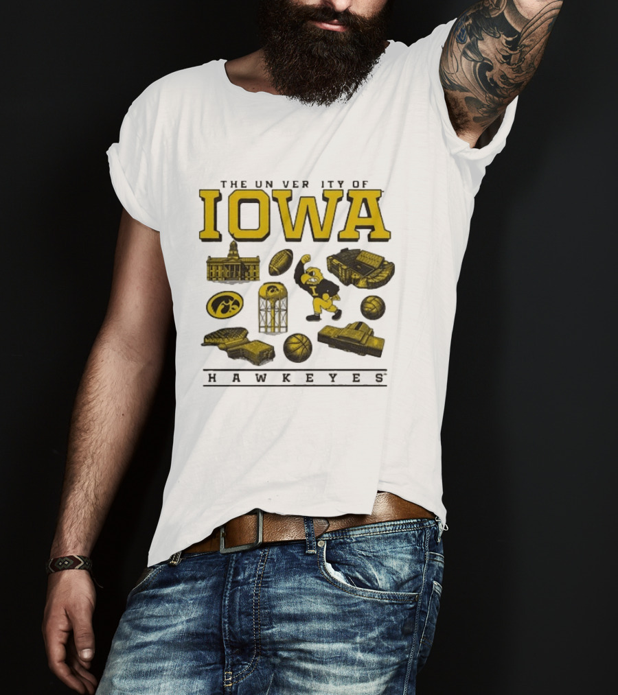 The University Of Iowa Hawkeyes Football Iconography Island T-Shirt