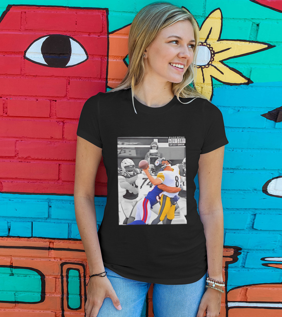 Pittsburgh Steelers Quarterback Sacked By Rival Team With Parental Advisory T-Shirt