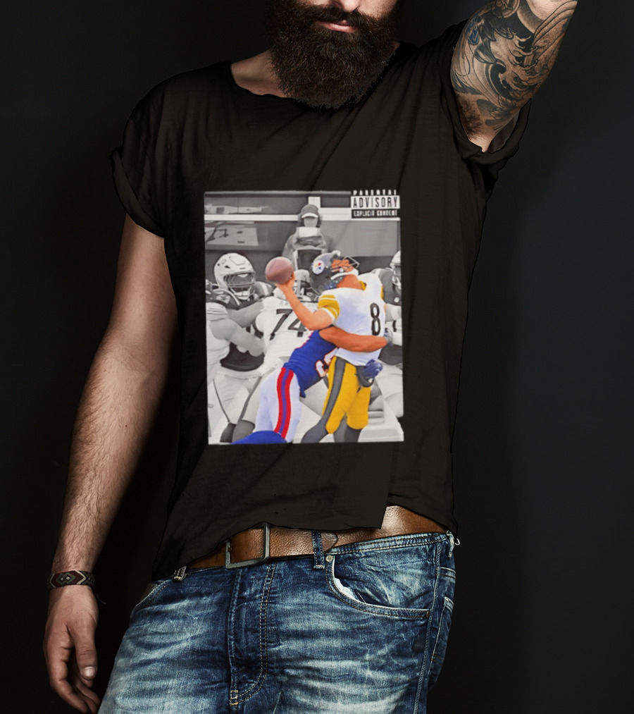 Pittsburgh Steelers Quarterback Sacked By Rival Team With Parental Advisory T-Shirt