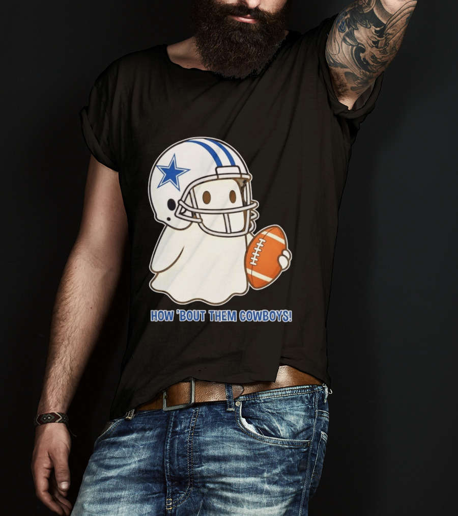 Dallas Cowboys How 'Bout Them Cowboys Halloween Ghost Football Star Helmet Football T-Shirt