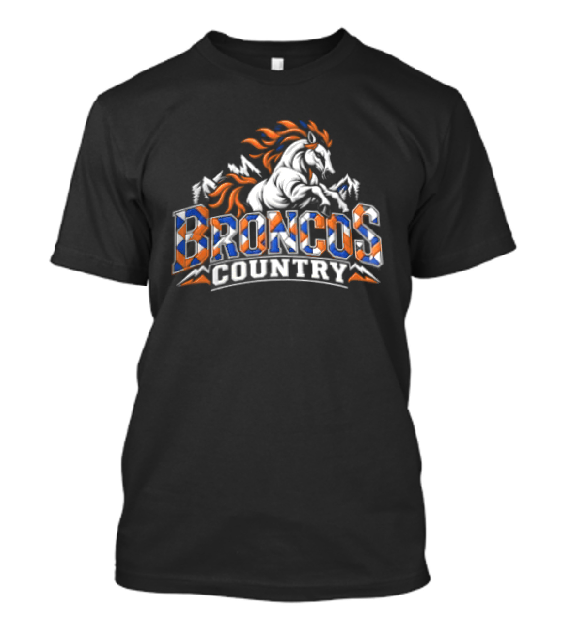 Broncos Country Rearing Horse Mountains Forest T-Shirt