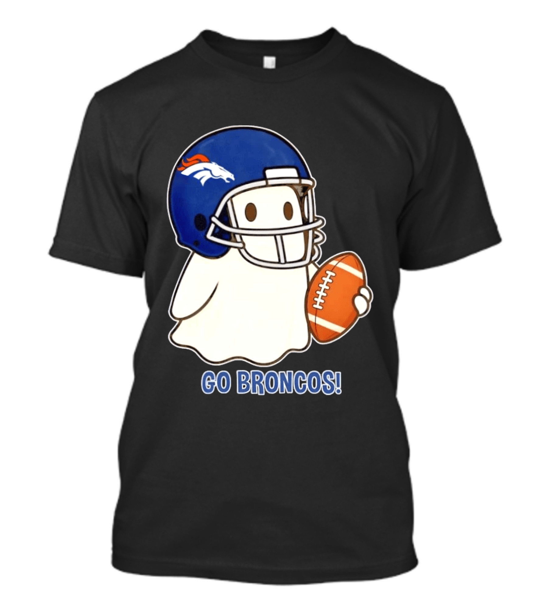 Denver Broncos Halloween Ghost Football Go Broncos T-Shirt
