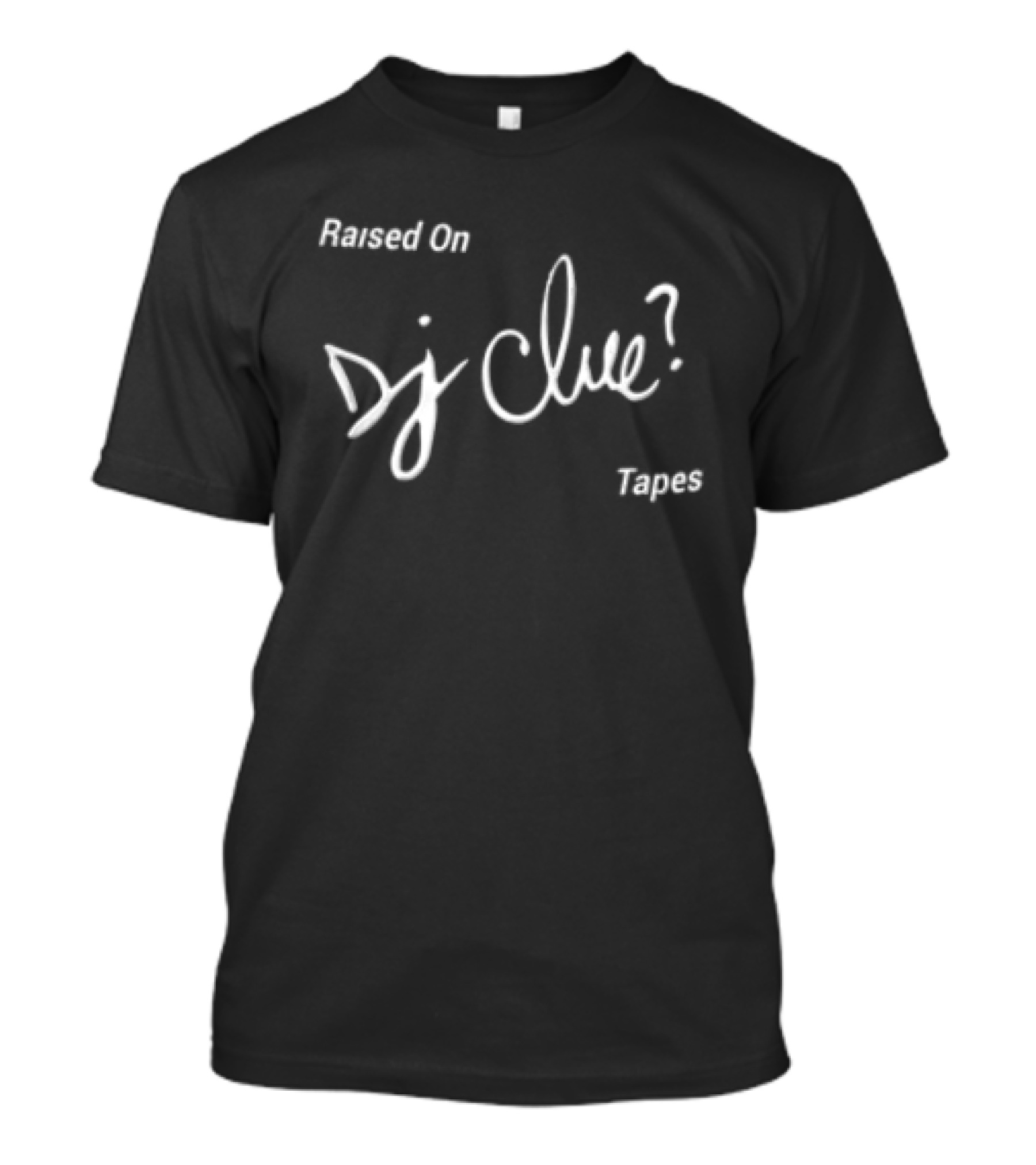 Raised On DJ Clue Tapes White Script Black T-Shirt