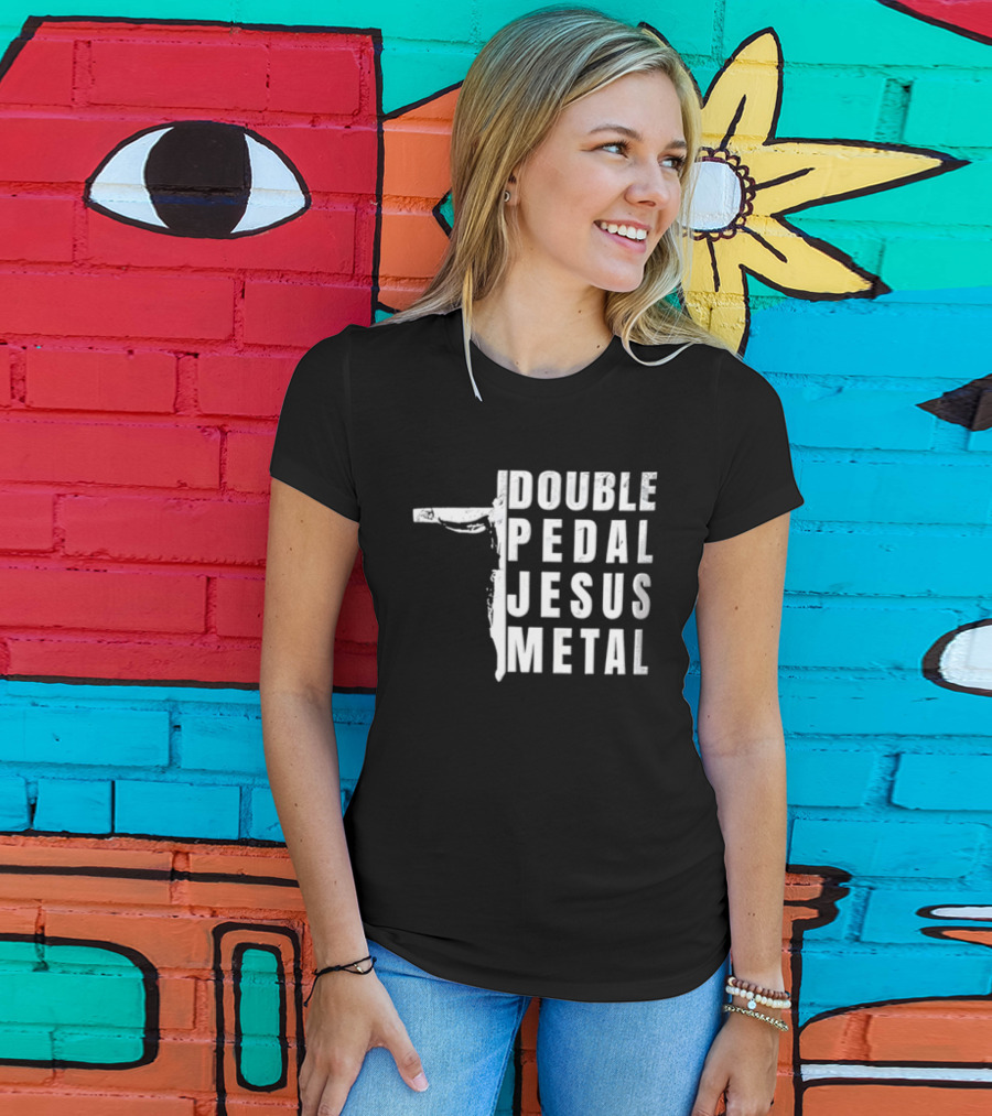 Double Pedal Jesus Metal Crucifix Shape Grunge T-Shirt