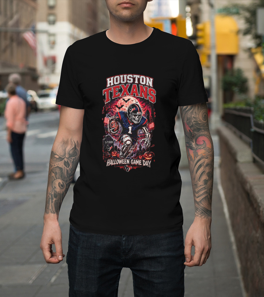 Halloween Game Day Houston Texans Never Fear The Night H Town Football T-Shirt