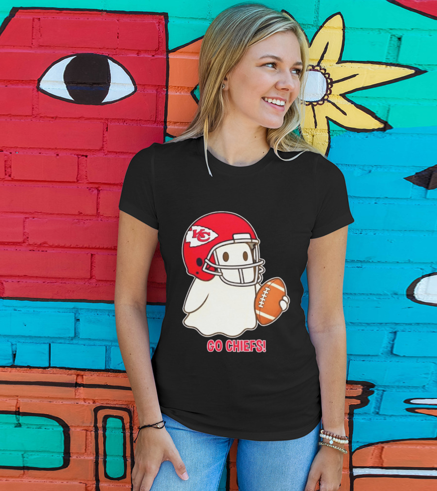 Kansas City Chiefs Go Chiefs Halloween Ghost Football Helmet T-Shirt