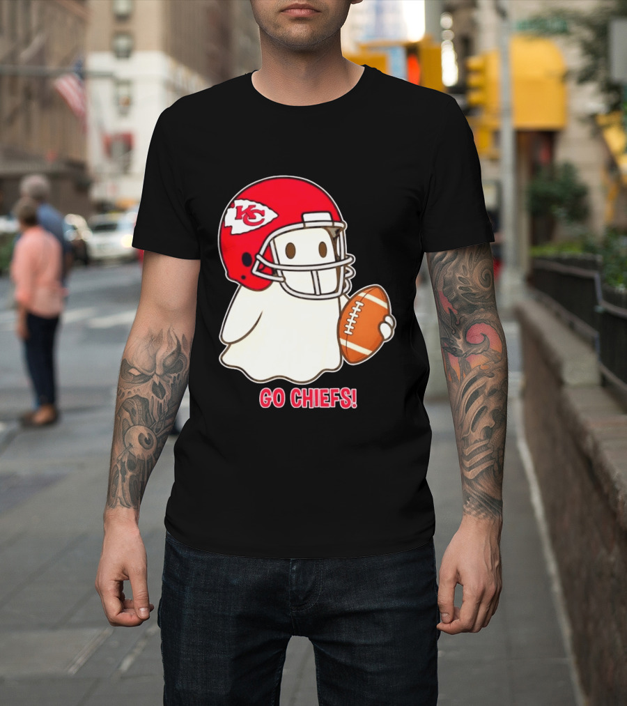 Kansas City Chiefs Go Chiefs Halloween Ghost Football Helmet T-Shirt
