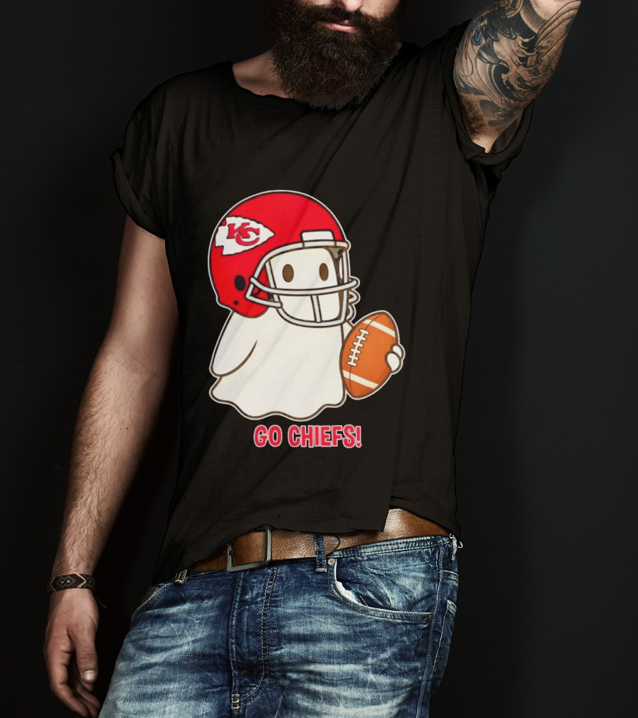 Kansas City Chiefs Go Chiefs Halloween Ghost Football Helmet T-Shirt