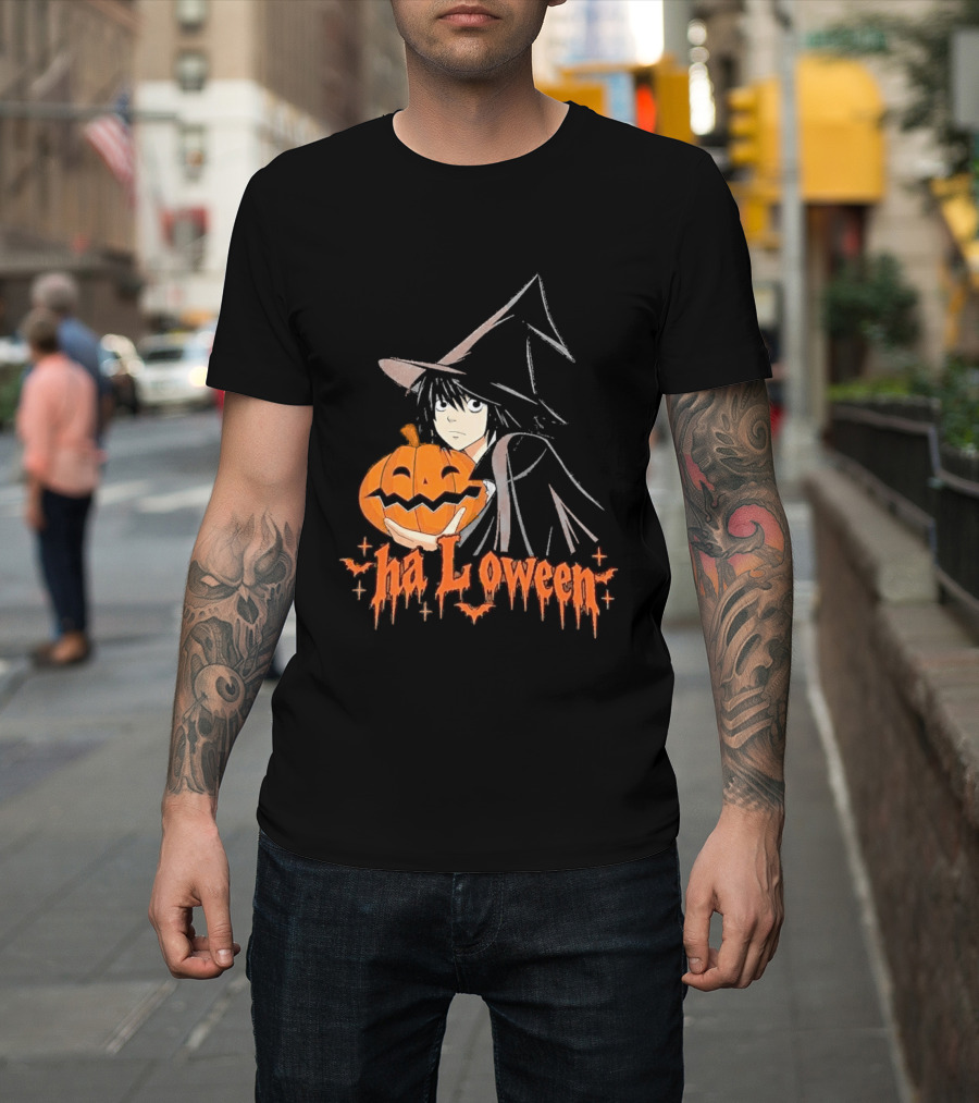 L Lawliet Witch With Pumpkin Halloween Death Note Anime T-Shirt