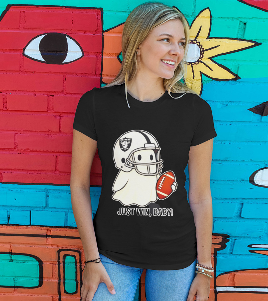 Las Vegas Raiders Just Win Baby Ghost Football Halloween 2026 T-Shirt