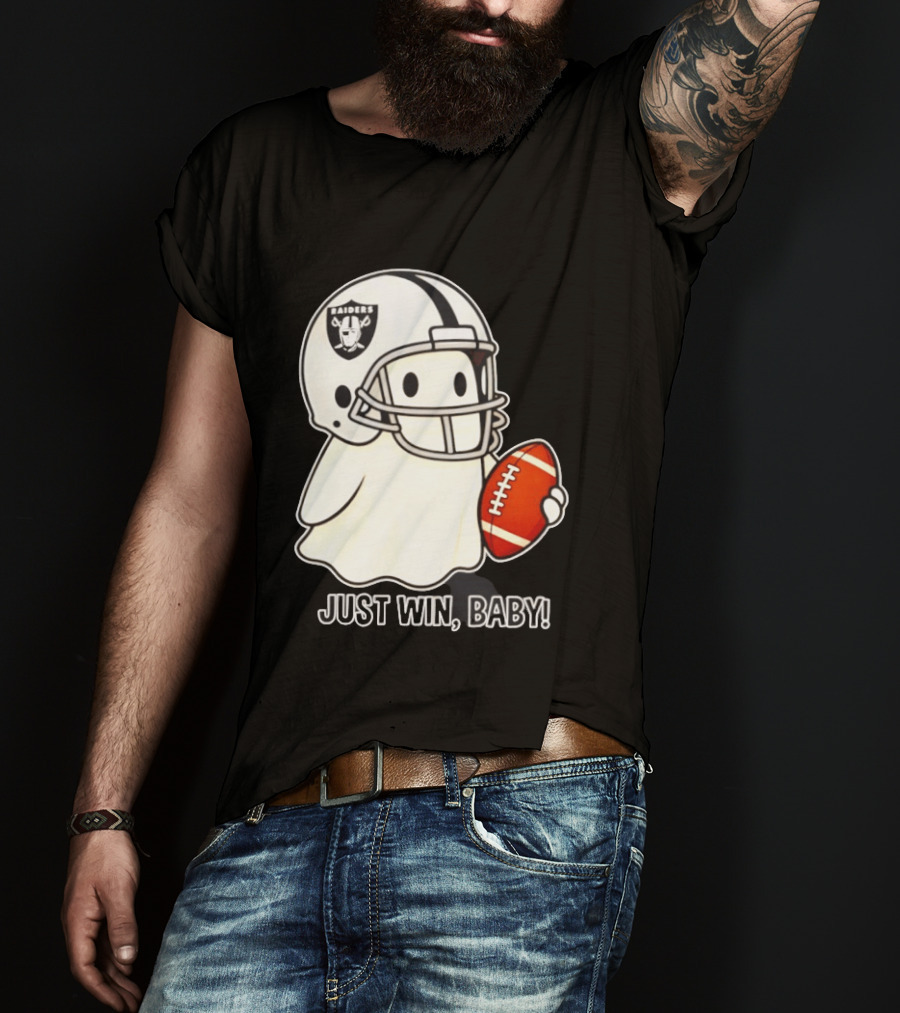 Las Vegas Raiders Just Win Baby Ghost Football Halloween 2026 T-Shirt