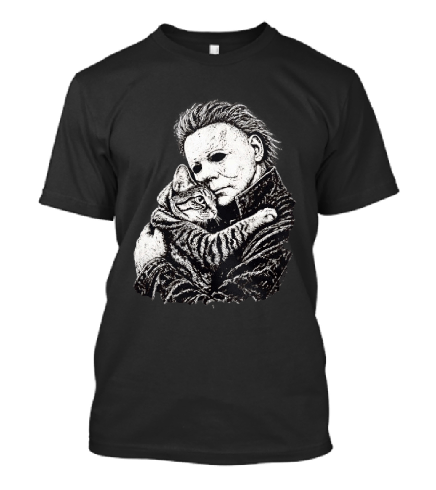 Michael Myers Hugging A Cat Halloween Horror Icon Halloween Cat Lovers T-Shirt