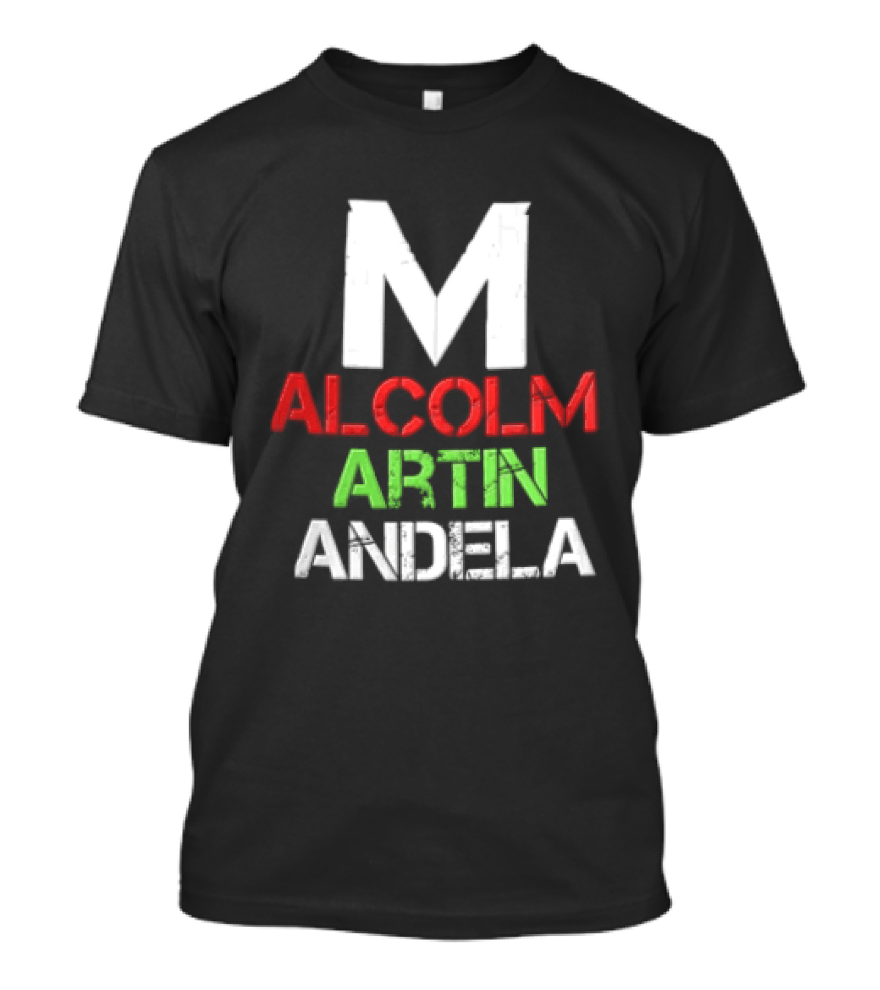 Malcolm Martin Mandela Distressed Stacked T-Shirt