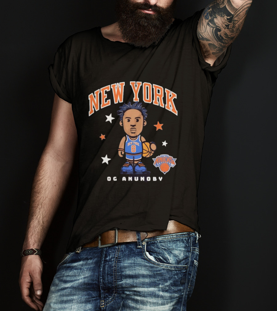 New York Knicks OG Anunoby No 8 Basketball Cartoon Stars T-Shirt