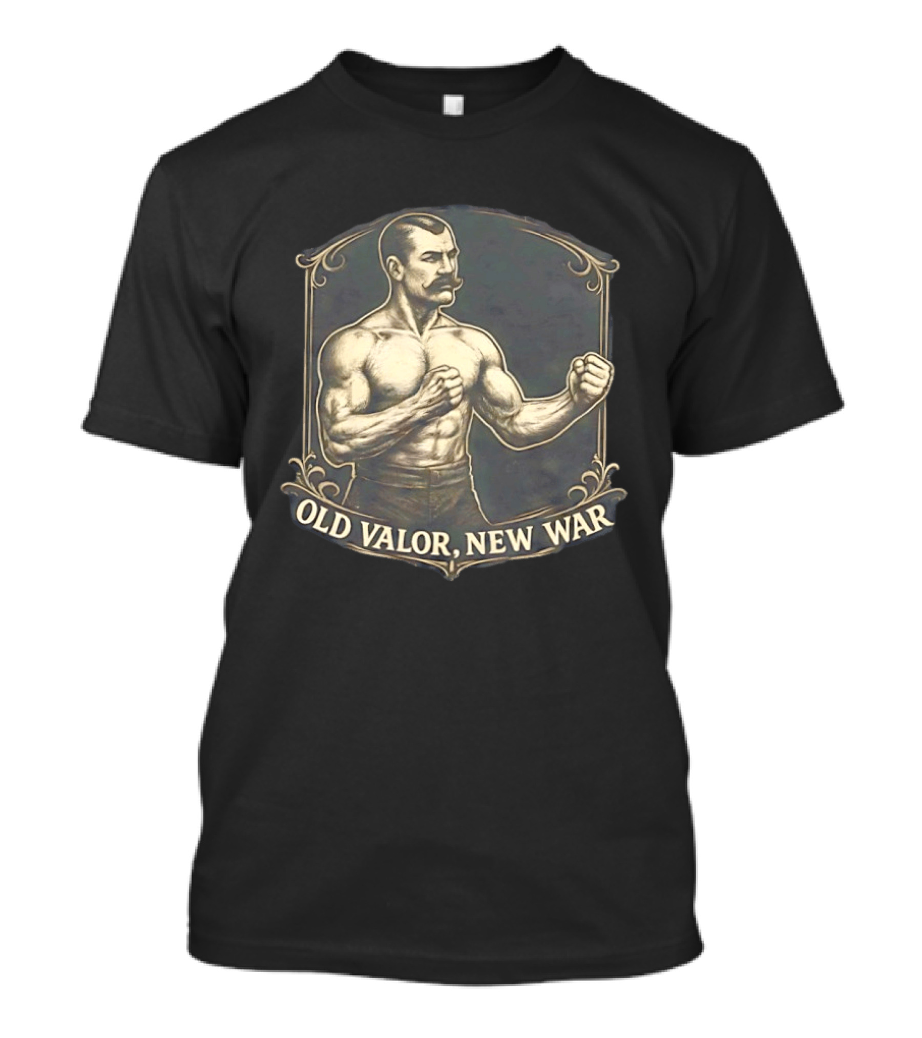 Old Valor New War Mustachioed Boxer T-Shirt