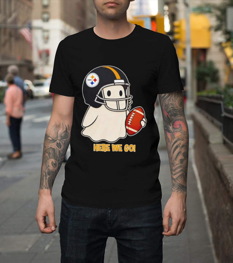 Pittsburgh Steelers Halloween Ghost Football Here We Go 2026 T-Shirt