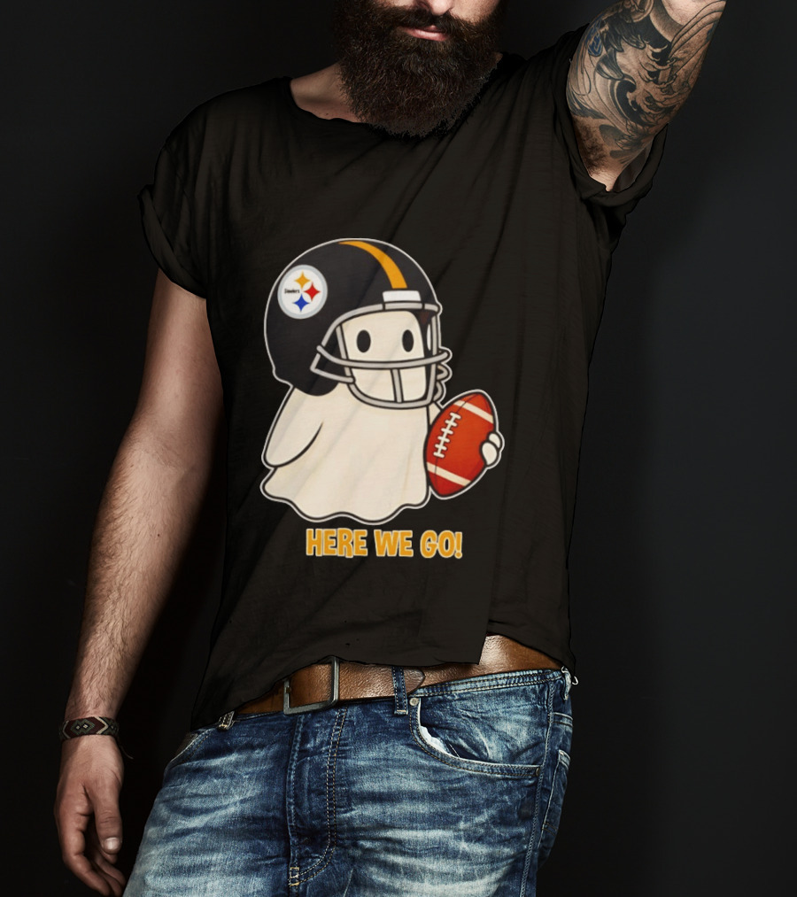 Pittsburgh Steelers Halloween Ghost Football Here We Go 2026 T-Shirt
