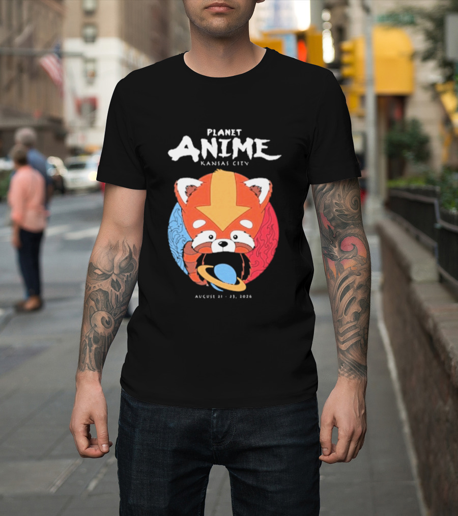 Planet Anime Kansas City August 21 2026 Panda Red Avatar Blue Circle T-Shirt